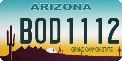 AZ license plate BOD1112