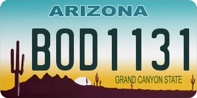 AZ license plate BOD1131