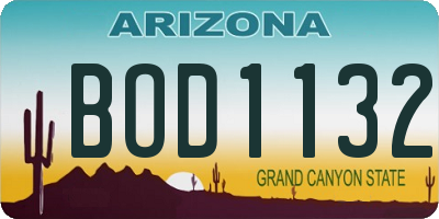 AZ license plate BOD1132