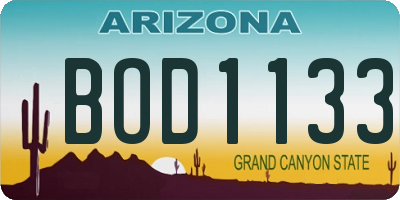 AZ license plate BOD1133