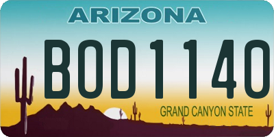 AZ license plate BOD1140