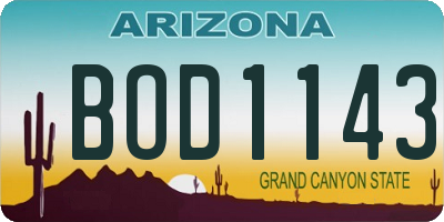 AZ license plate BOD1143