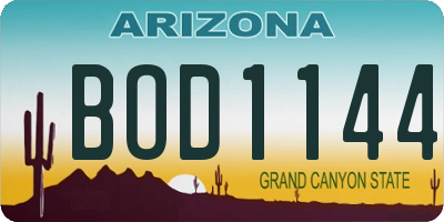 AZ license plate BOD1144