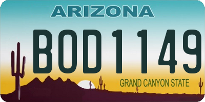 AZ license plate BOD1149