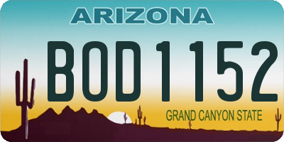 AZ license plate BOD1152