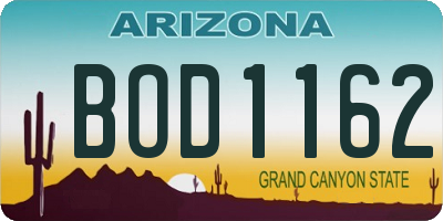 AZ license plate BOD1162