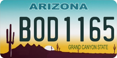 AZ license plate BOD1165