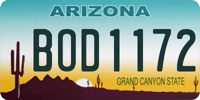 AZ license plate BOD1172
