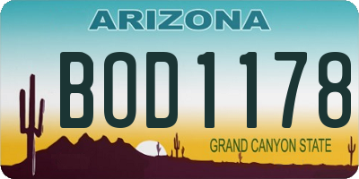 AZ license plate BOD1178