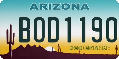 AZ license plate BOD1190