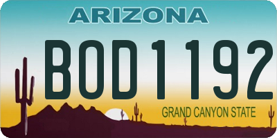 AZ license plate BOD1192