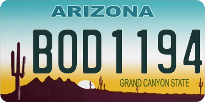 AZ license plate BOD1194