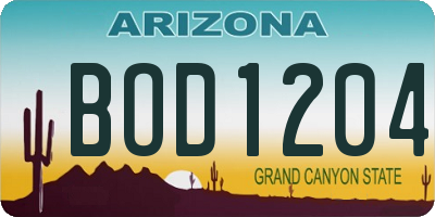 AZ license plate BOD1204