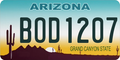 AZ license plate BOD1207