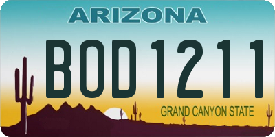 AZ license plate BOD1211