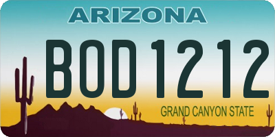 AZ license plate BOD1212