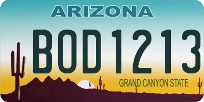 AZ license plate BOD1213
