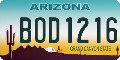 AZ license plate BOD1216
