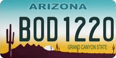 AZ license plate BOD1220