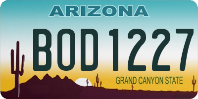 AZ license plate BOD1227
