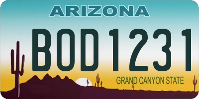AZ license plate BOD1231