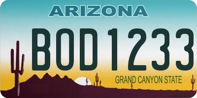AZ license plate BOD1233