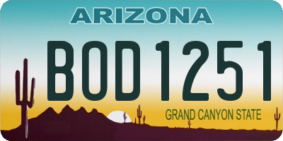 AZ license plate BOD1251