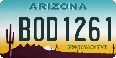 AZ license plate BOD1261