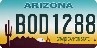 AZ license plate BOD1288
