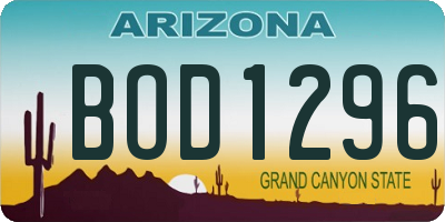 AZ license plate BOD1296