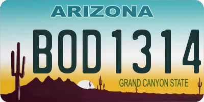 AZ license plate BOD1314