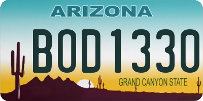 AZ license plate BOD1330