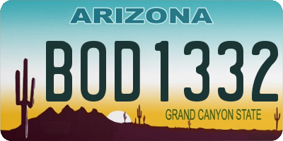 AZ license plate BOD1332