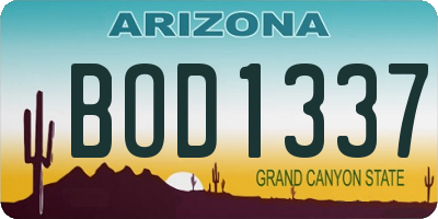 AZ license plate BOD1337