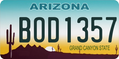 AZ license plate BOD1357