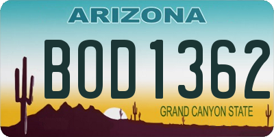 AZ license plate BOD1362