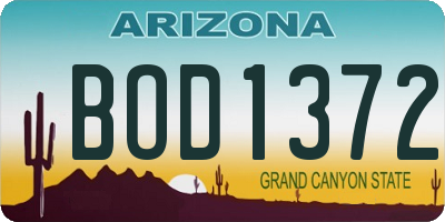 AZ license plate BOD1372