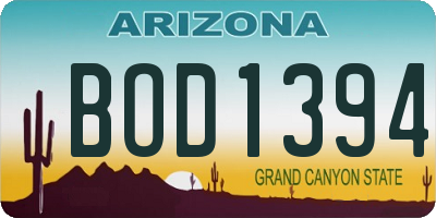 AZ license plate BOD1394