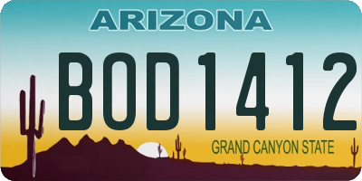 AZ license plate BOD1412