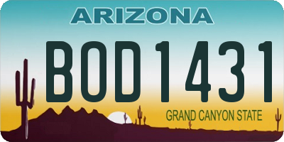 AZ license plate BOD1431