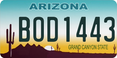 AZ license plate BOD1443