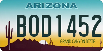 AZ license plate BOD1452