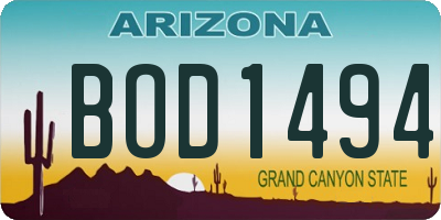 AZ license plate BOD1494