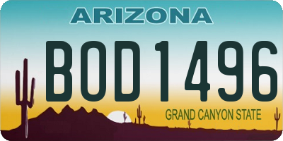 AZ license plate BOD1496