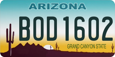 AZ license plate BOD1602
