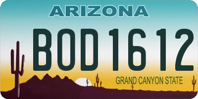 AZ license plate BOD1612