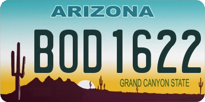 AZ license plate BOD1622