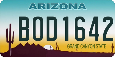 AZ license plate BOD1642