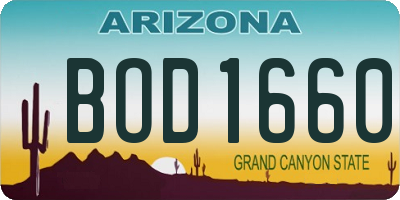 AZ license plate BOD1660