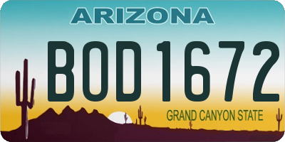 AZ license plate BOD1672